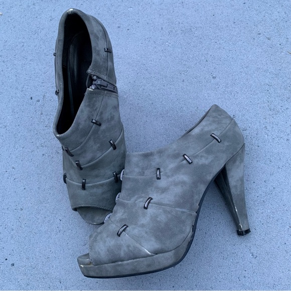 Studded Peep Toe Booties - Size 6 - Picture 2 of 4